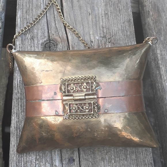 Vintage metal clutch purse Copper /Gold - Picture 4 of 6